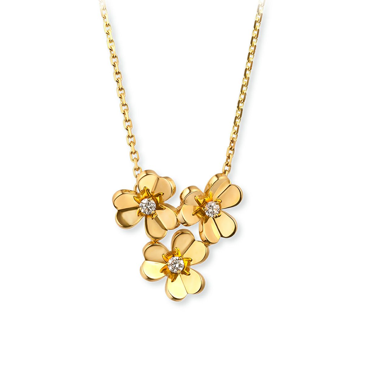 ヴァンクリーフ＆アーペル フリヴォル 3フラワー ミニ ネックレス