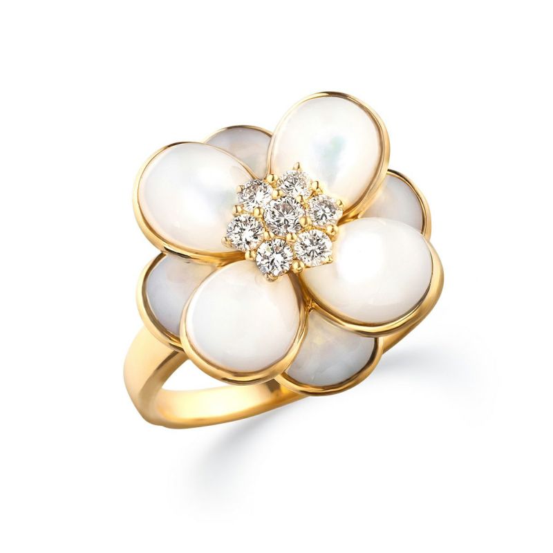 K18 マザーオブパール フラワー リング | アラジン ONLINE SHOP